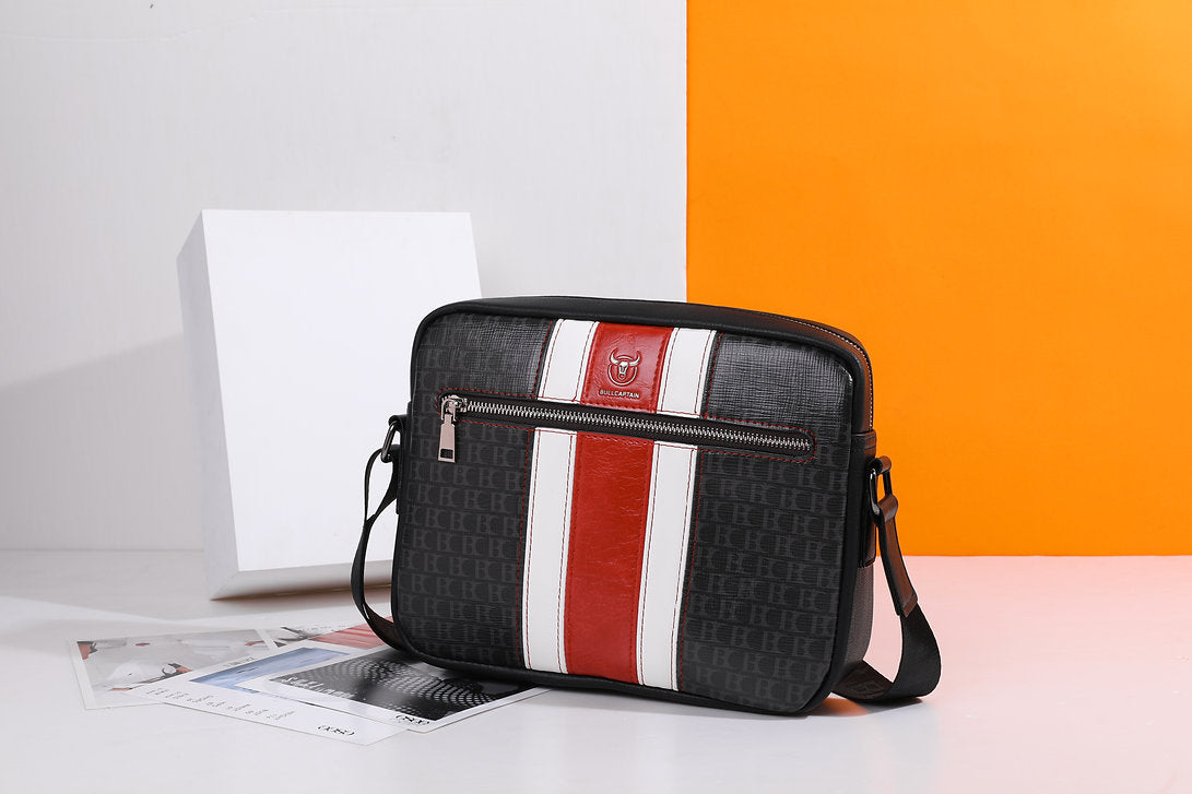 Morral bandolera de cuero - Negro
