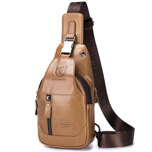 Mochila cruzada de cuero XB-095-BR - Marrón