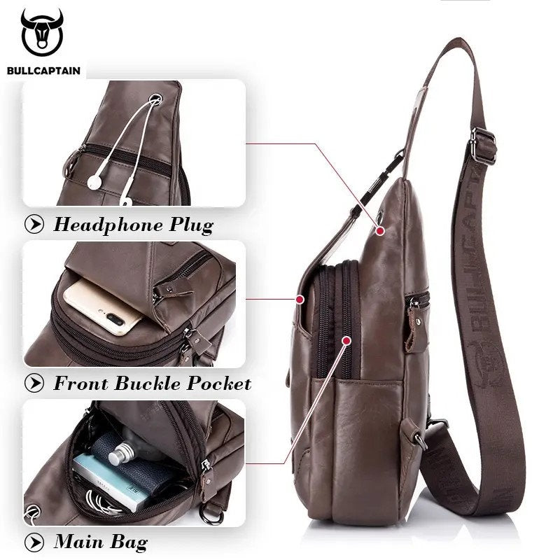 Mochila cruzada de cuero - Café
