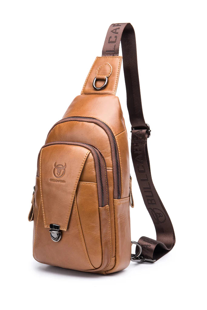 Mochila cruzada de cuero XB-110-BR - Marrón