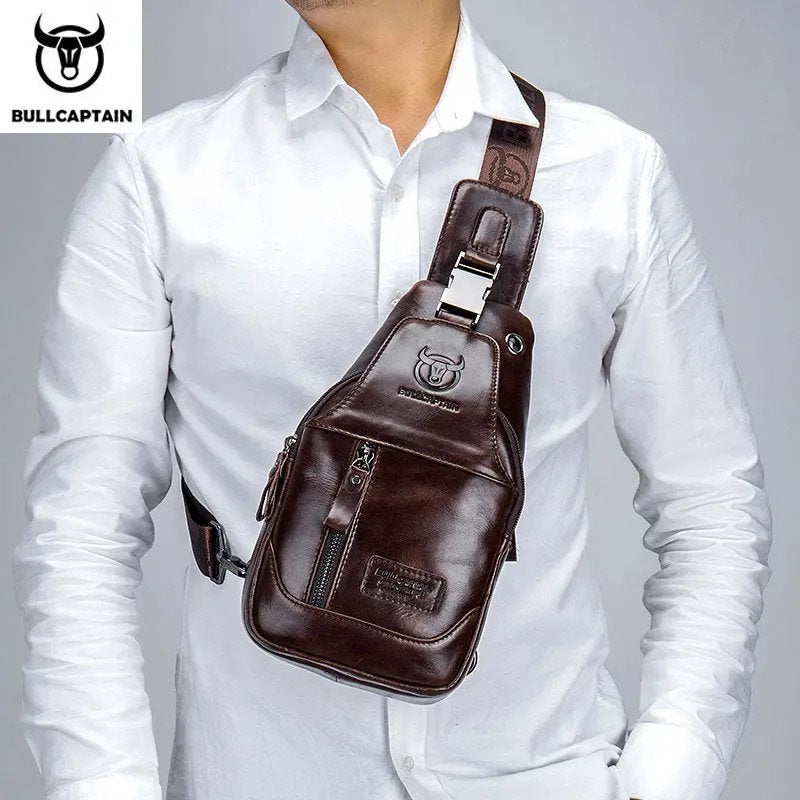Mochila cruzada de cuero - Café