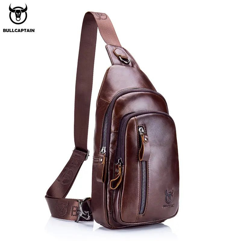 Mochila cruzada de cuero mate XB-100A-CF - Café