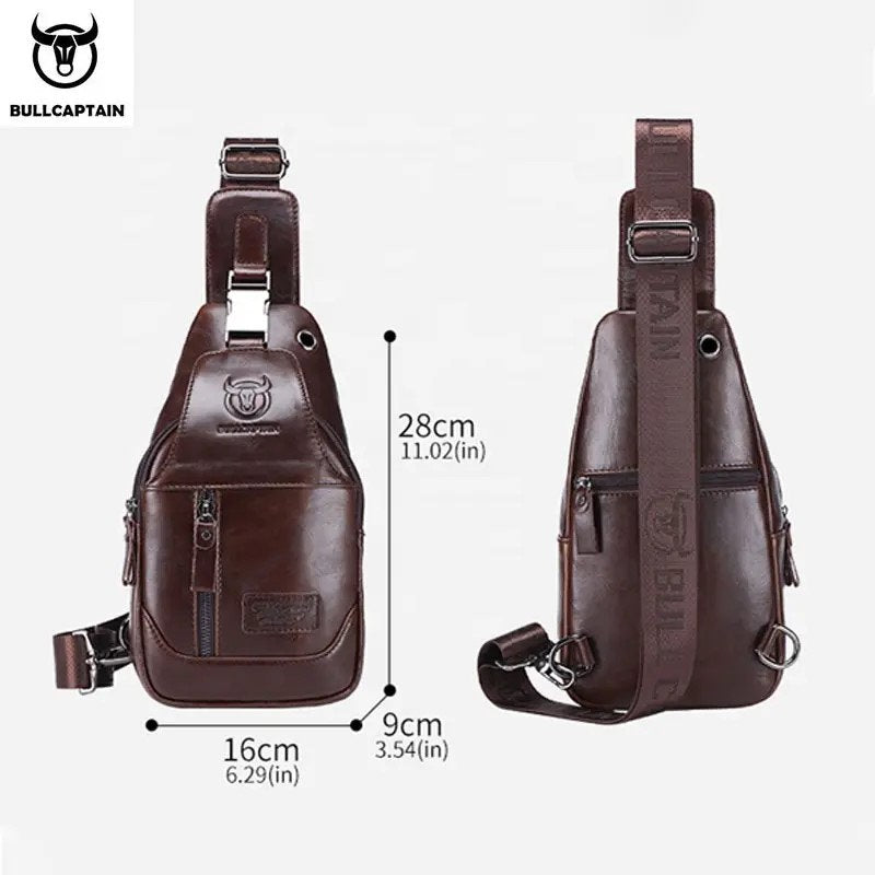 Mochila cruzada de cuero - Café