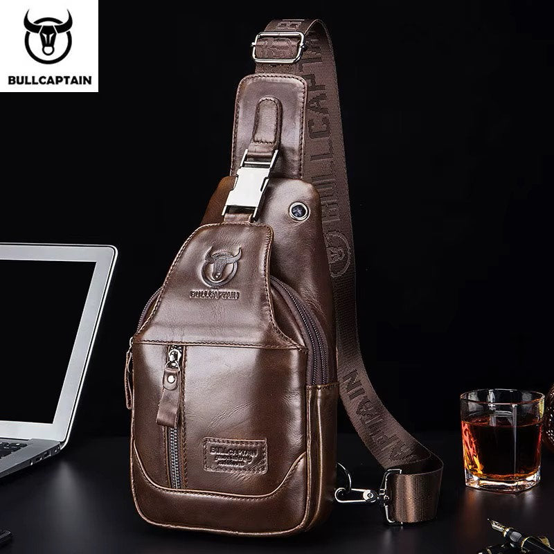 Mochila cruzada de cuero - Café