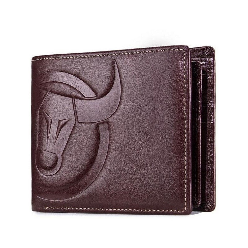 BullCaptain - Billetera de Cuero Brillante QB-0203-H-CF Café