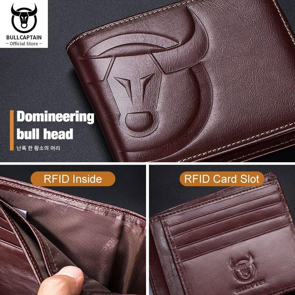 BullCaptain - Billetera de Cuero Brillante QB-0203-H-CF Café