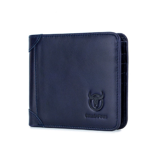 BullCaptain - Billetera de Cuero Mate QB-031-H-BL Azul