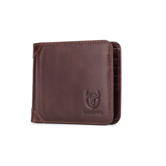 BullCaptain - Billetera de Cuero Mate QB-031-H-BL Azul