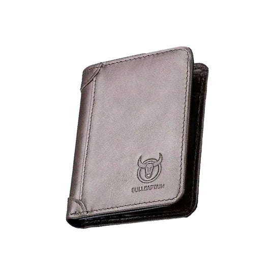 BullCaptain - Billetera de Cuero Mate QB-031-V-CYA Gris