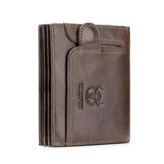 Billetera de cuero QB-037A-CF - Marrón