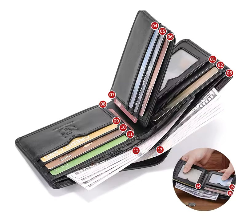 Billetera de Cuero QB-07-BLK - Negro