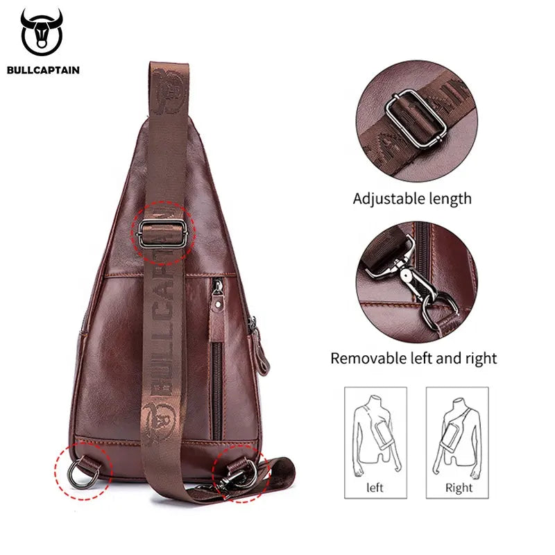 Mochila cruzada de cuero mate - Granate