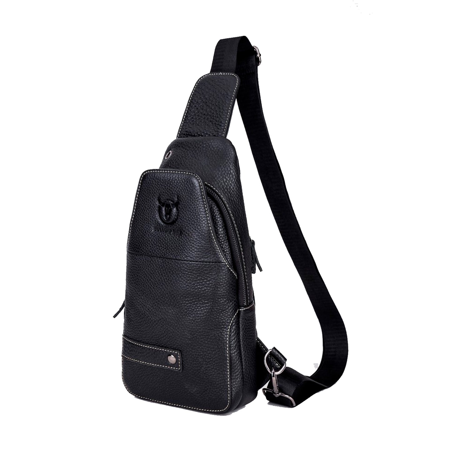 Mochila cruzada de cuero mate - Negro