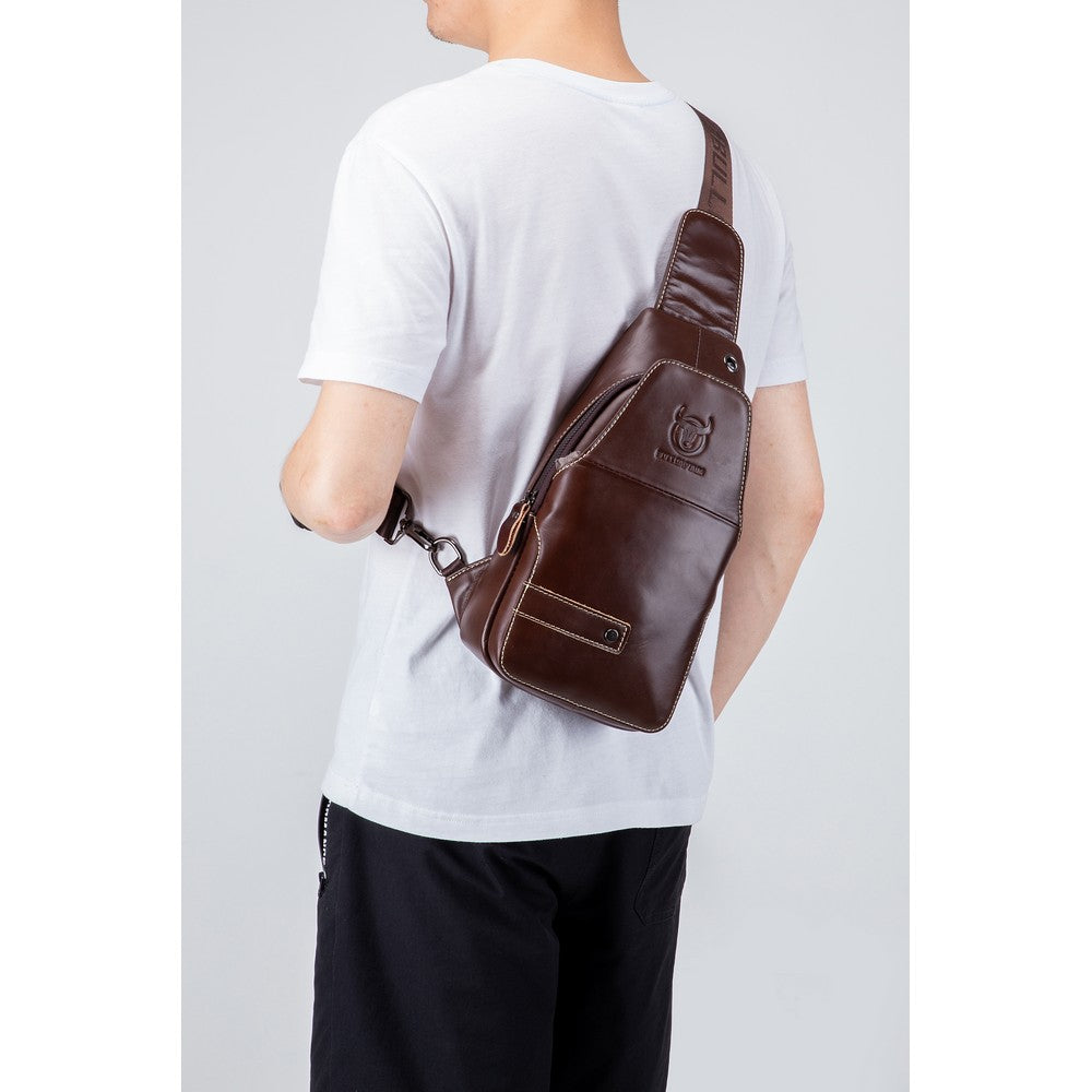 Mochila cruzada de cuero - Café
