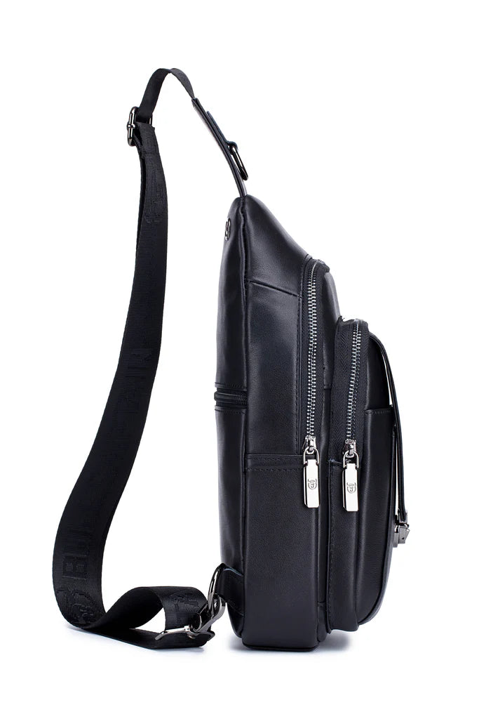 Mochila cruzada de cuero XB-110-BK - Negro