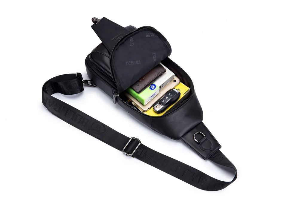 Mochila cruzada de cuero XB-110-BK - Negro