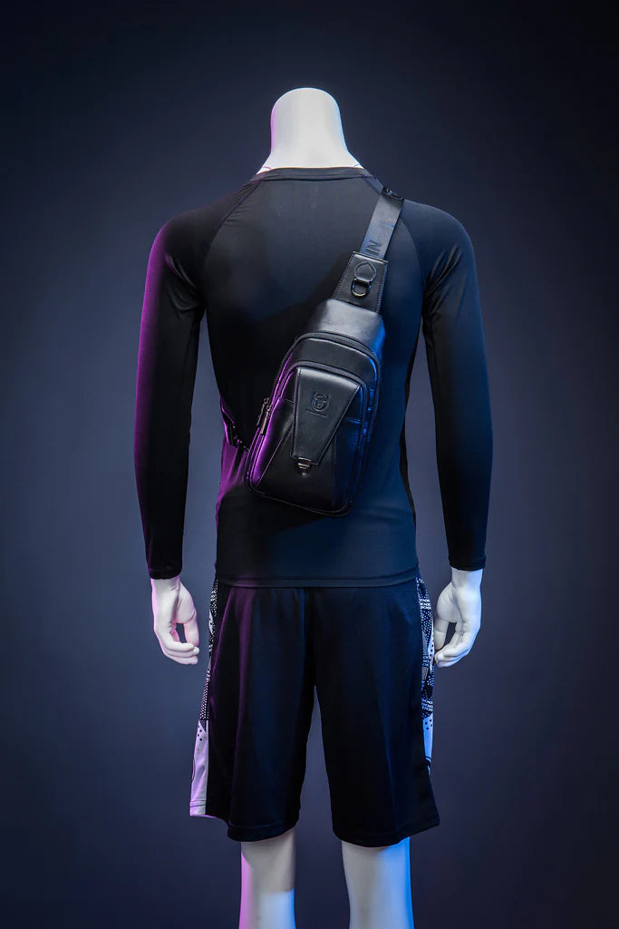 Mochila cruzada de cuero XB-110-BK - Negro