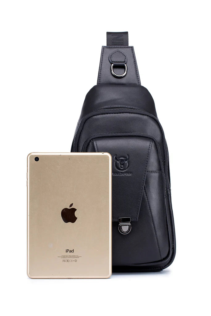Mochila cruzada de cuero XB-110-BK - Negro