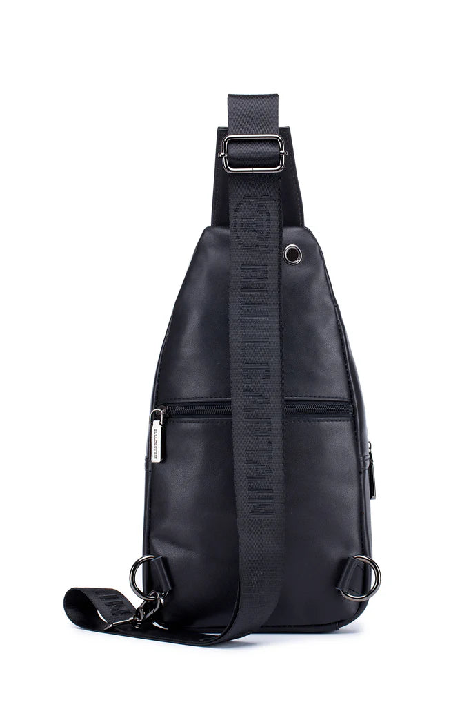 Mochila cruzada de cuero XB-110-BK - Negro