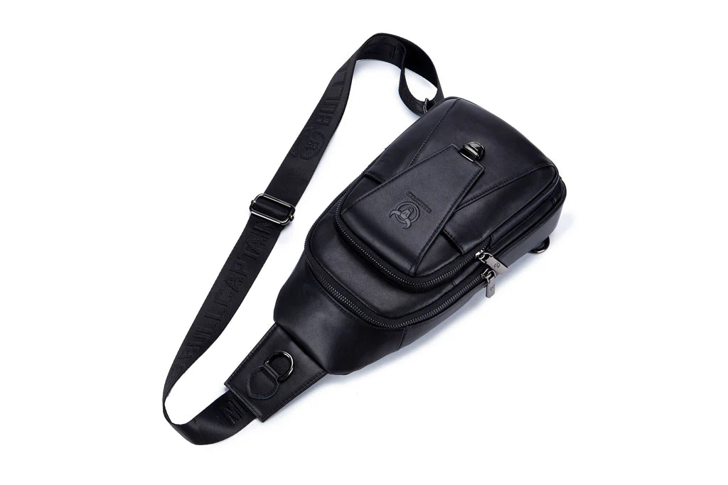 Mochila cruzada de cuero XB-110-BK - Negro