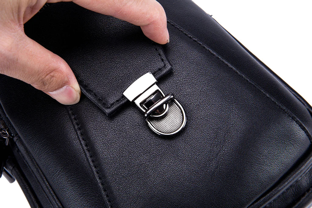 Mochila cruzada de cuero XB-110-BK - Negro