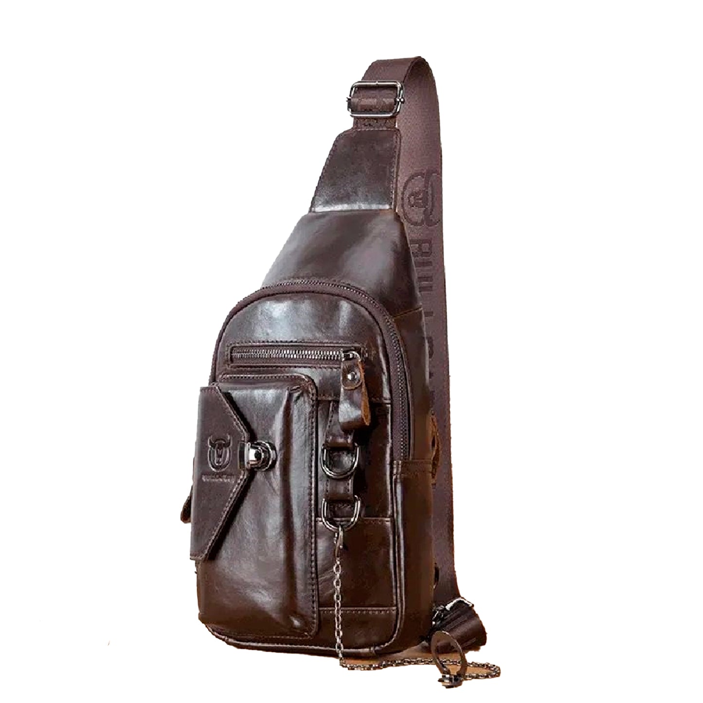 Mochila cruzada de cuero mate XB-520-CF - Café