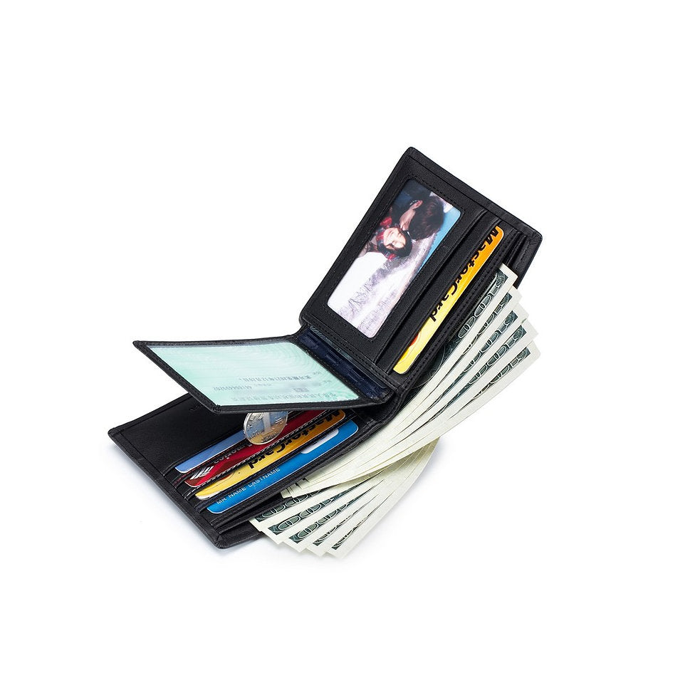 Billetera de cuero QB-002-BK - Negro