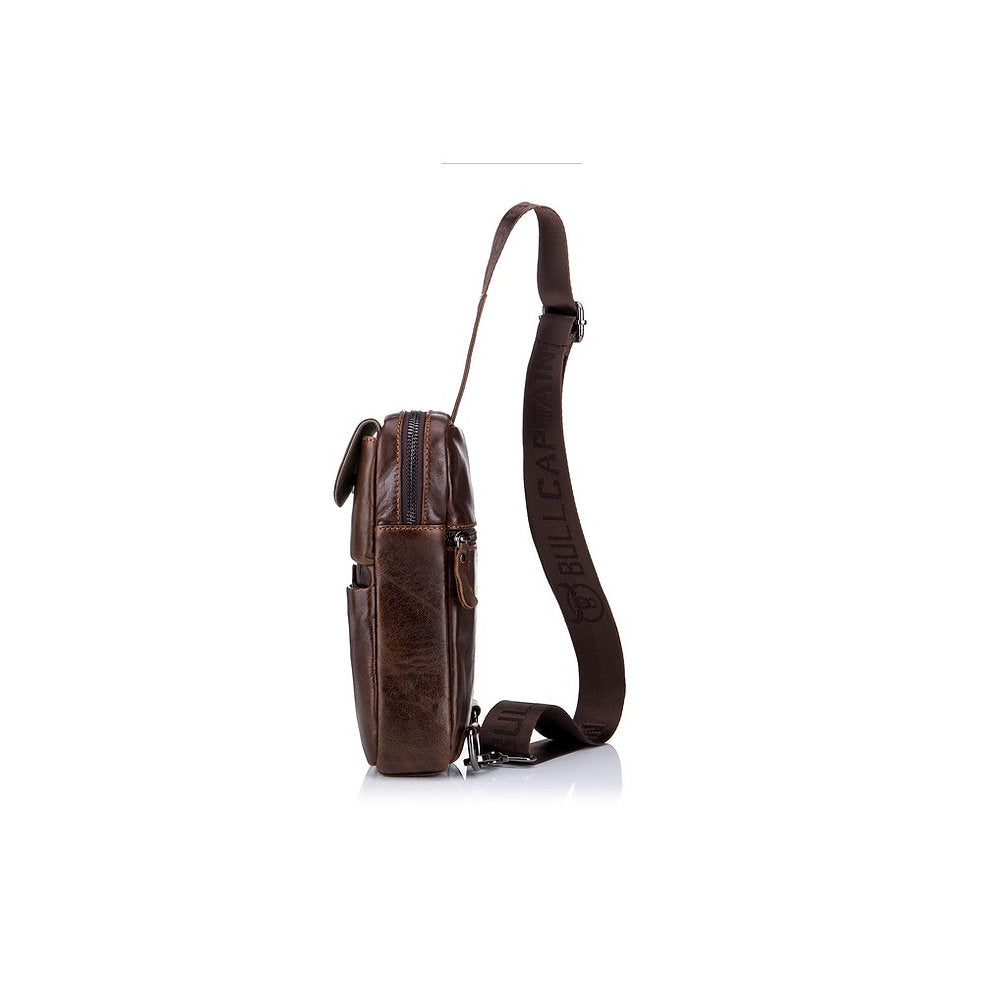 Mochila cruzada de cuero XB-098-CF - Café