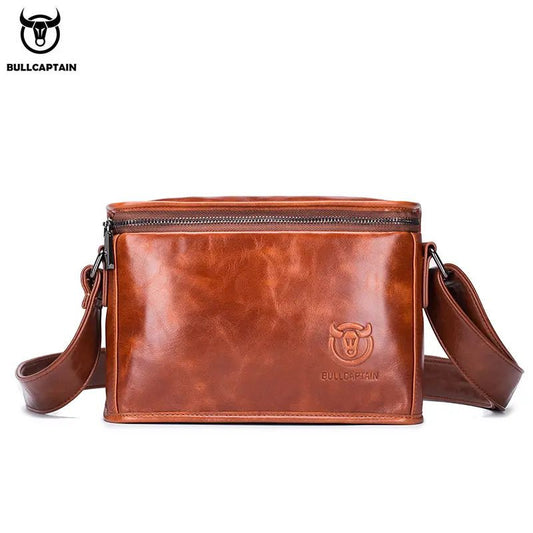Morral de cuero brilloso - Marrón