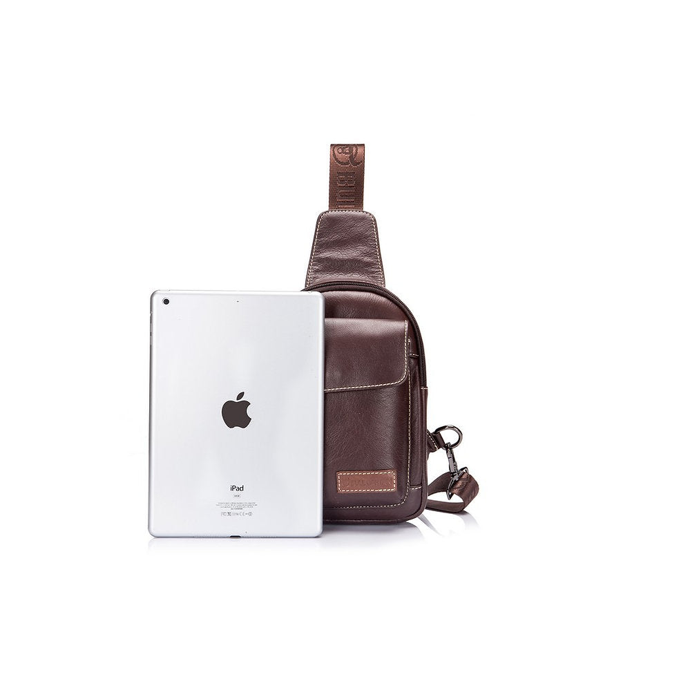 Mochila cruzada de cuero XB-097-BR- Marrón