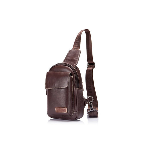Mochila cruzada de cuero XB-097-BR- Marrón