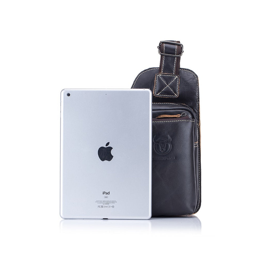 Mochila cruzada de cuero - Negro