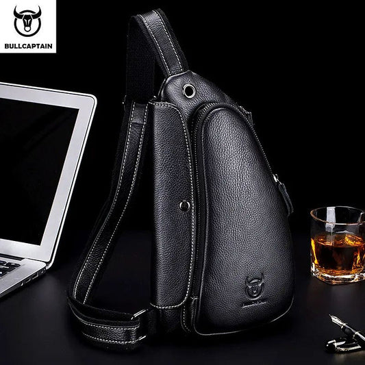 Mochila cruzada de cuero mate - Negro