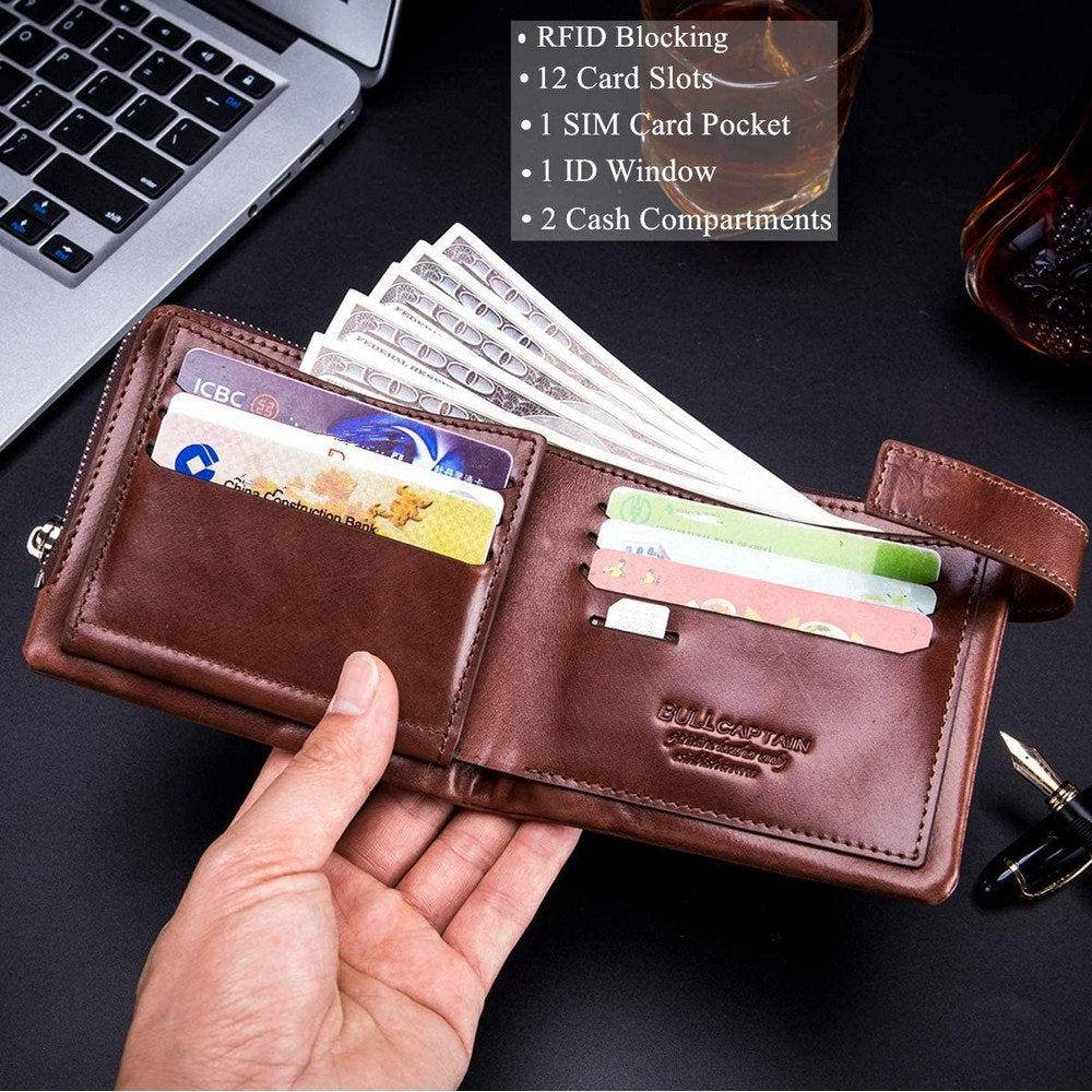 Billetera de cuero QB-059-CF - Café