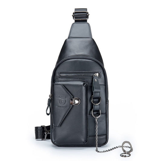 Mochila cruzada de cuero XB-520-BK - Negro