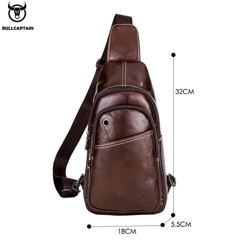 Mochila cruzada de cuero mate - Café