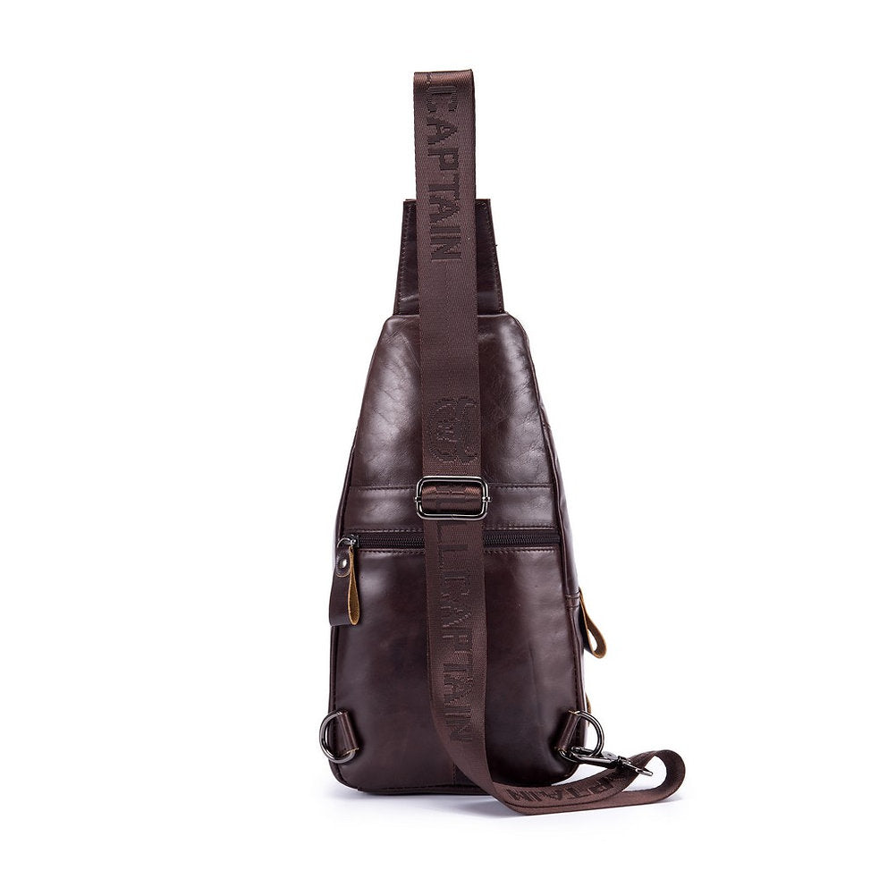 Mochila cruzada de cuero XB-105-S-CF - Café
