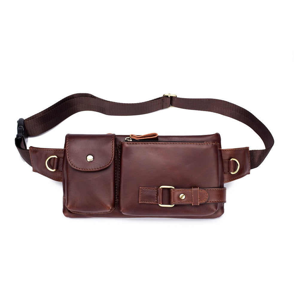 Cangurera de cuero YB-020-BR - Marrón