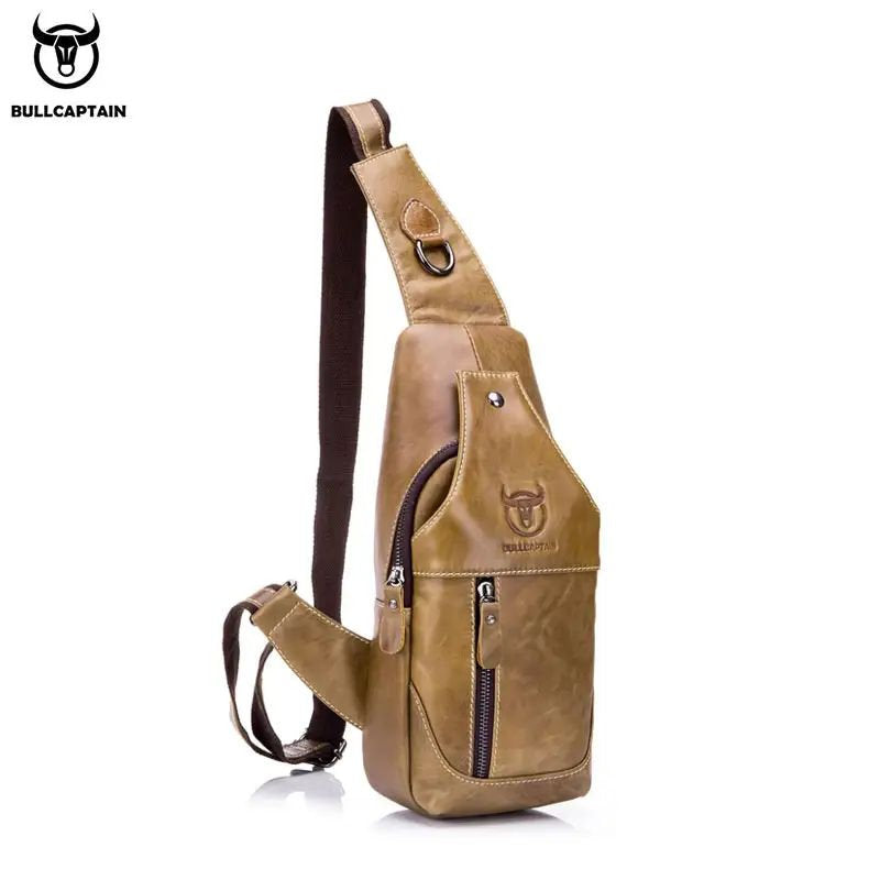 Mochila cruzada de cuero mate XB-019-BR - Beige