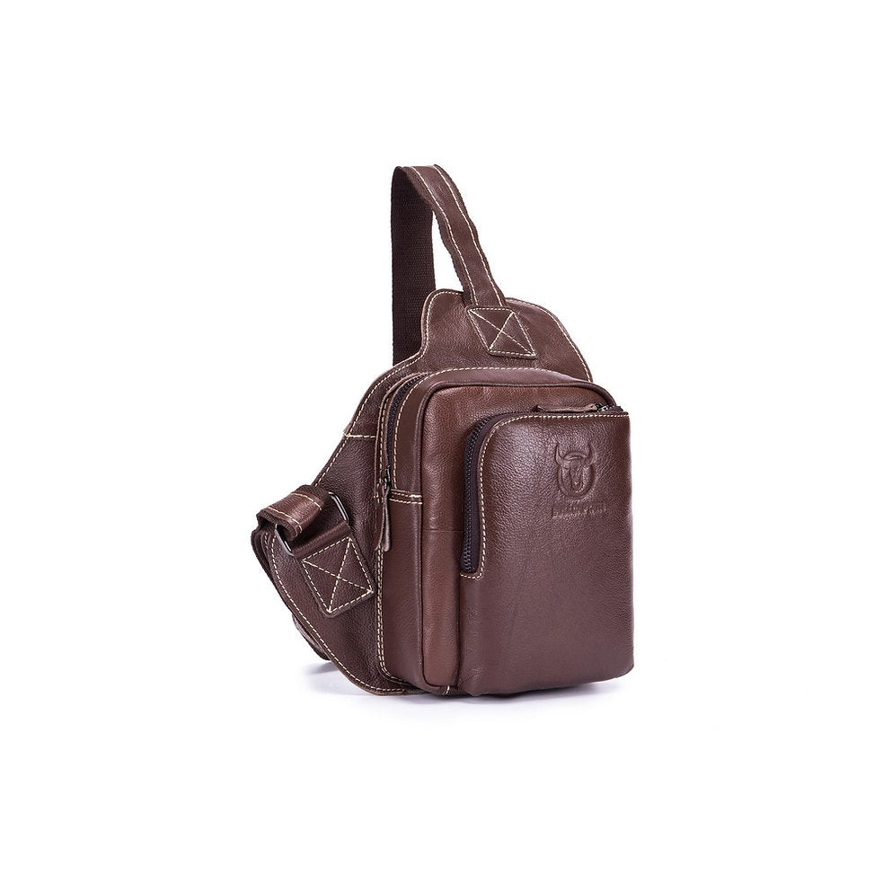 Mochila cruzada de cuero XB-013-CF - Café