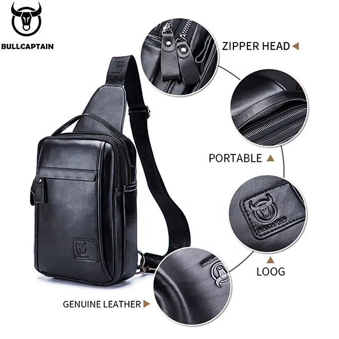 Mochila cruzada de cuero mate - Negro