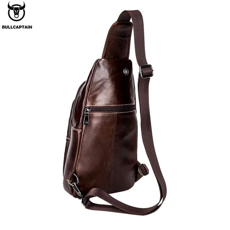 Mochila cruzada de cuero mate - Café