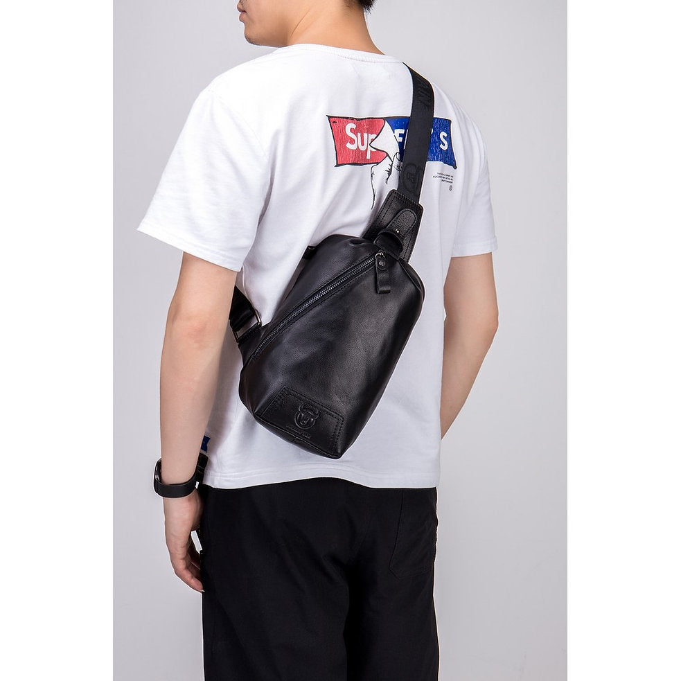 Mochila cruzada de cuero XB-099-BK - Negro