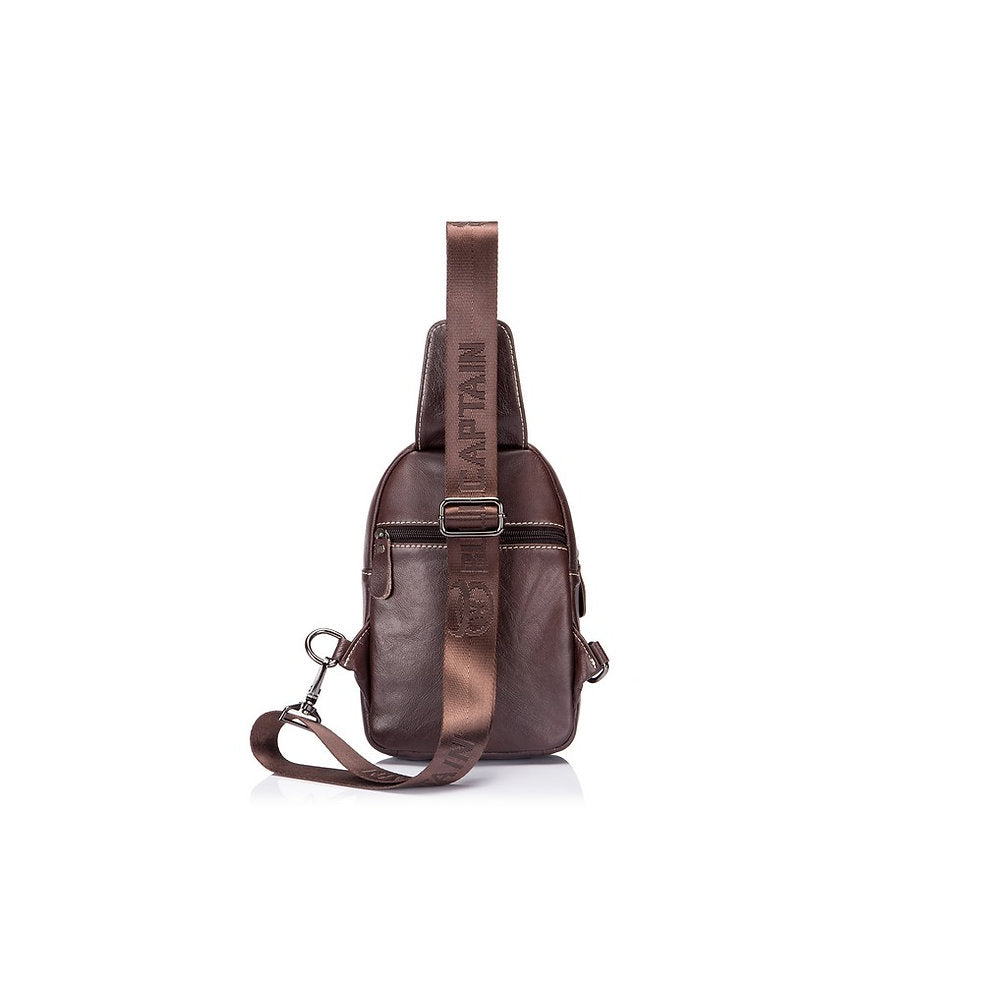 Mochila cruzada de cuero XB-097-BR- Marrón