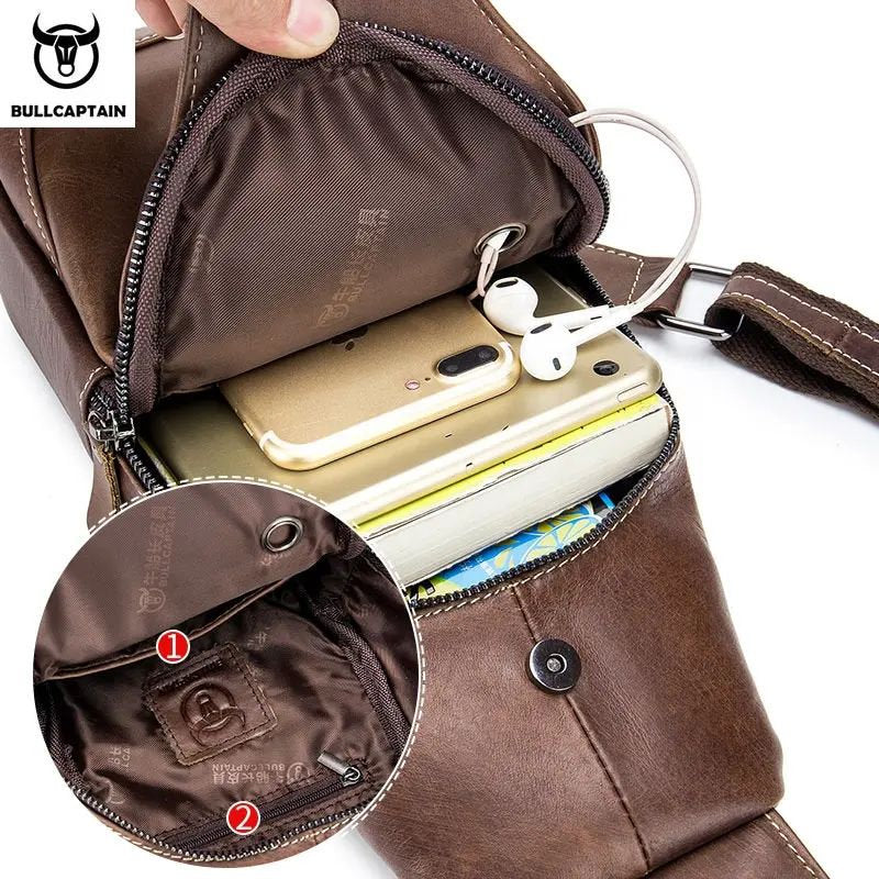 Mochila cruzada de cuero mate - Café