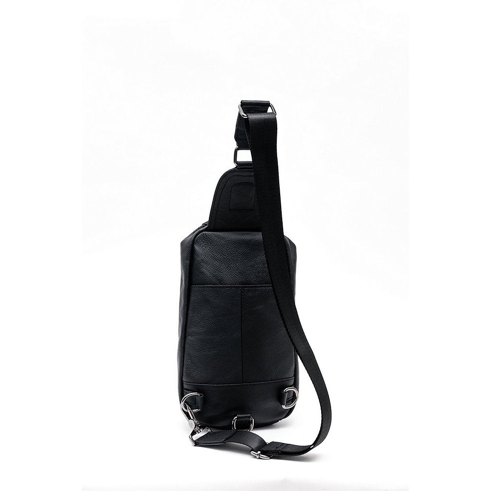 Mochila cruzada de cuero XB-014-BK - Negro