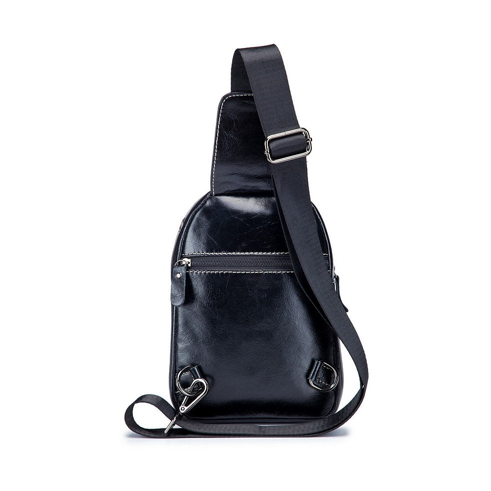 Mochila cruzada de cuero XB-097-BK - Negro