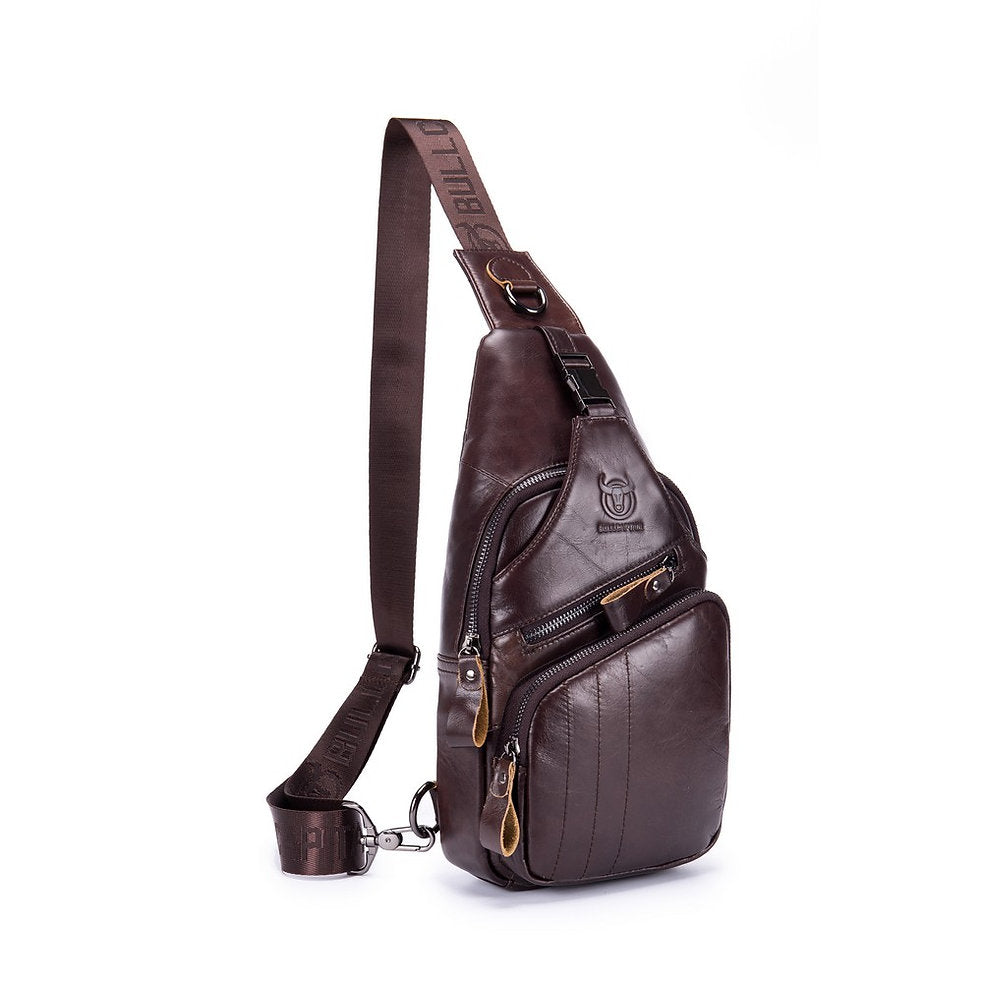 Mochila cruzada de cuero XB-105-S-CF - Café