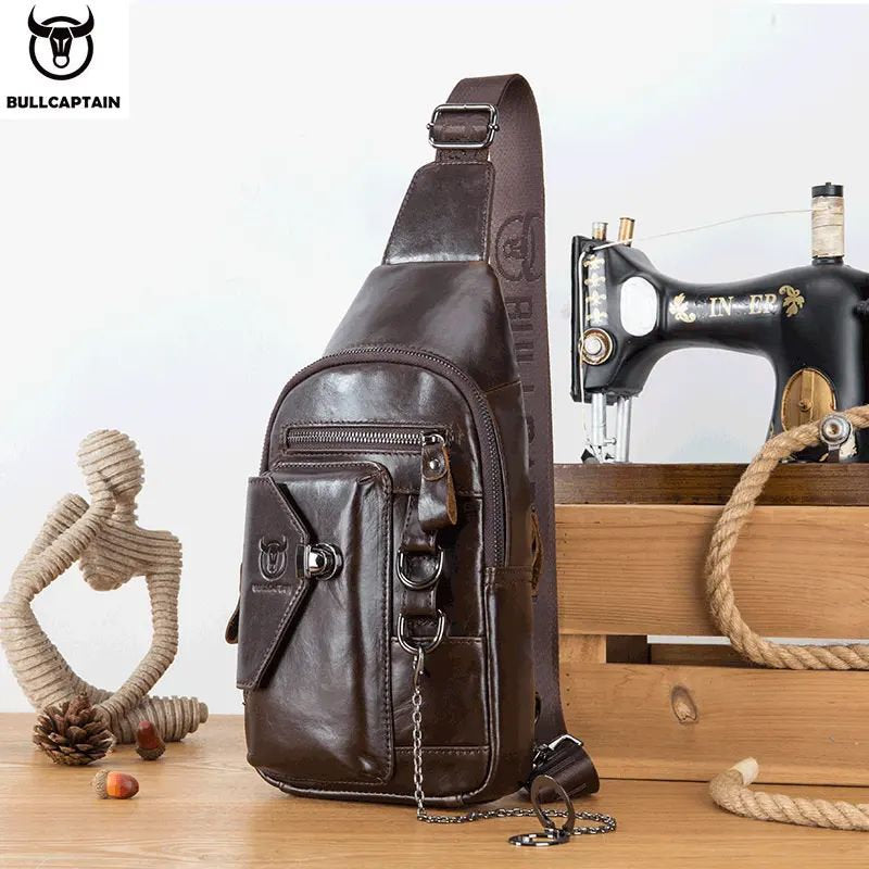Mochila cruzada de cuero mate XB-520-CF - Café